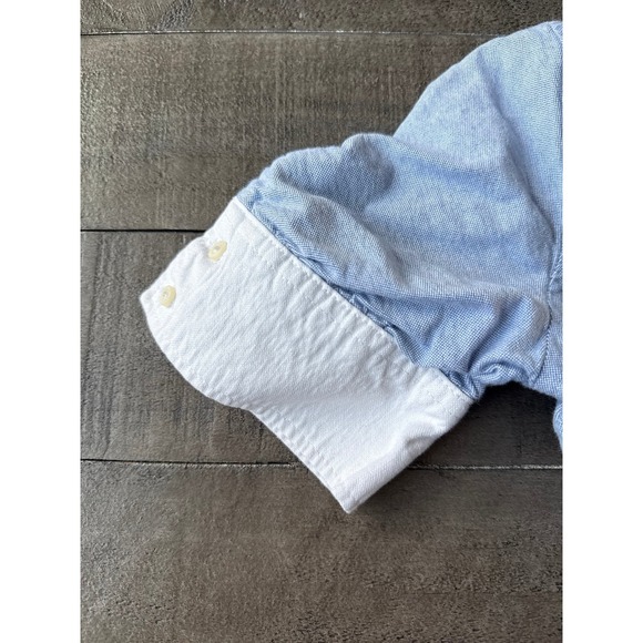 Ralph Lauren Polo Girls Blue White collared shift dress ruffled hem size 10 - Picture 9 of 12